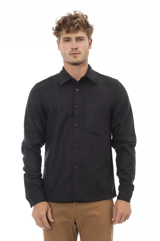 Gray Wool Men Shirt