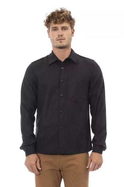  - Gray Wool Men Shirt