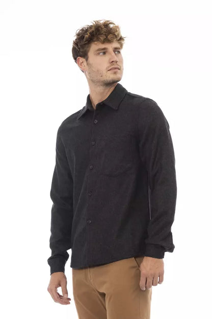  - Gray Wool Men Shirt