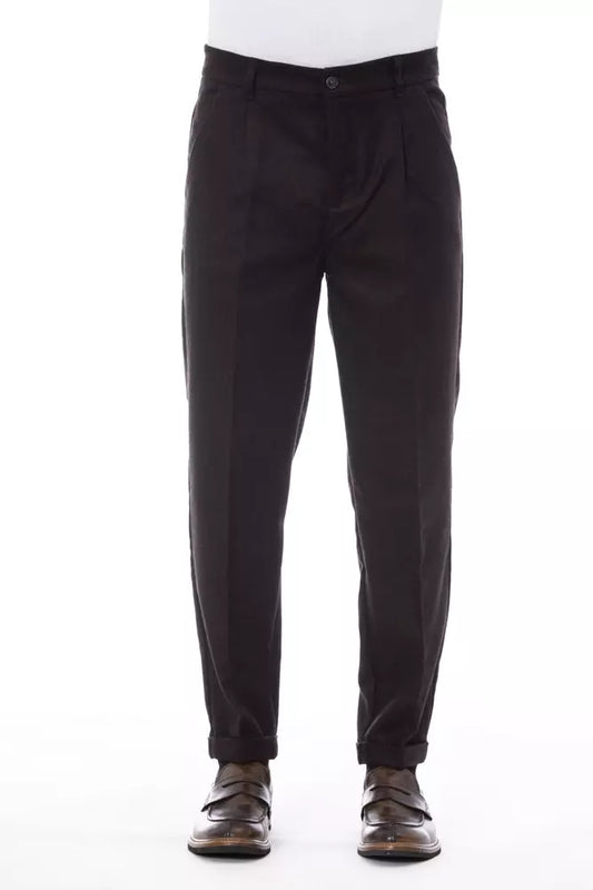 - Brown Wool Men Pant