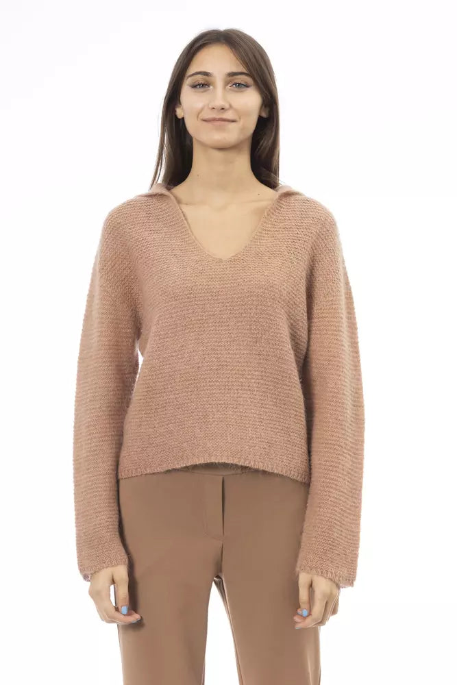  - Beige Merino Wool Women Sweater