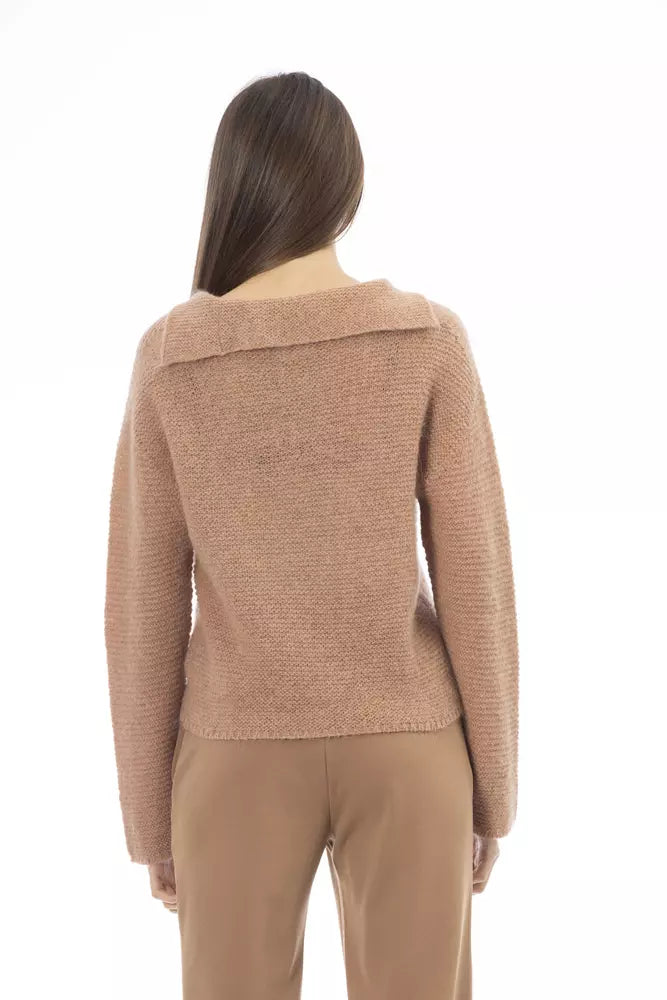  - Beige Merino Wool Women Sweater