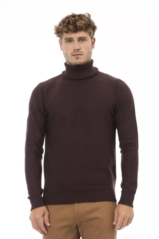  - Brown Merino Wool Men Sweater