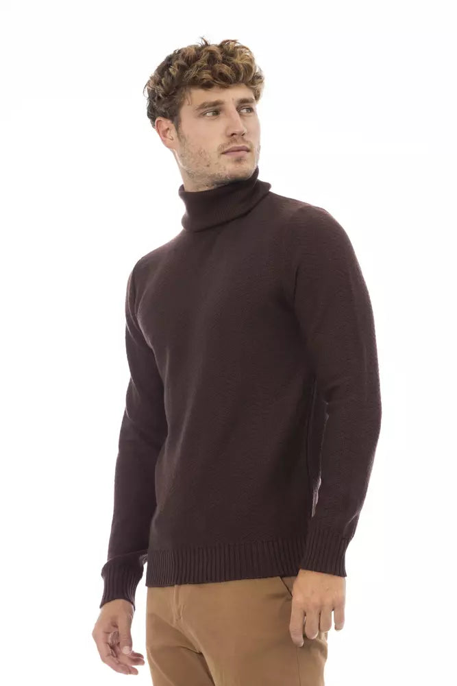  - Brown Merino Wool Men Sweater