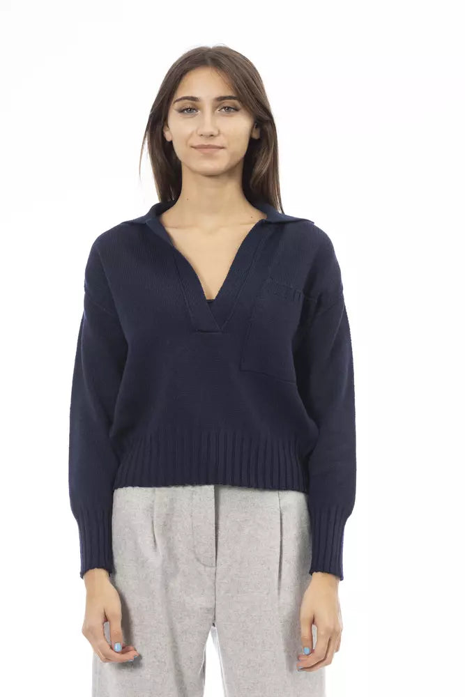  - Blue Wool Women Sweater