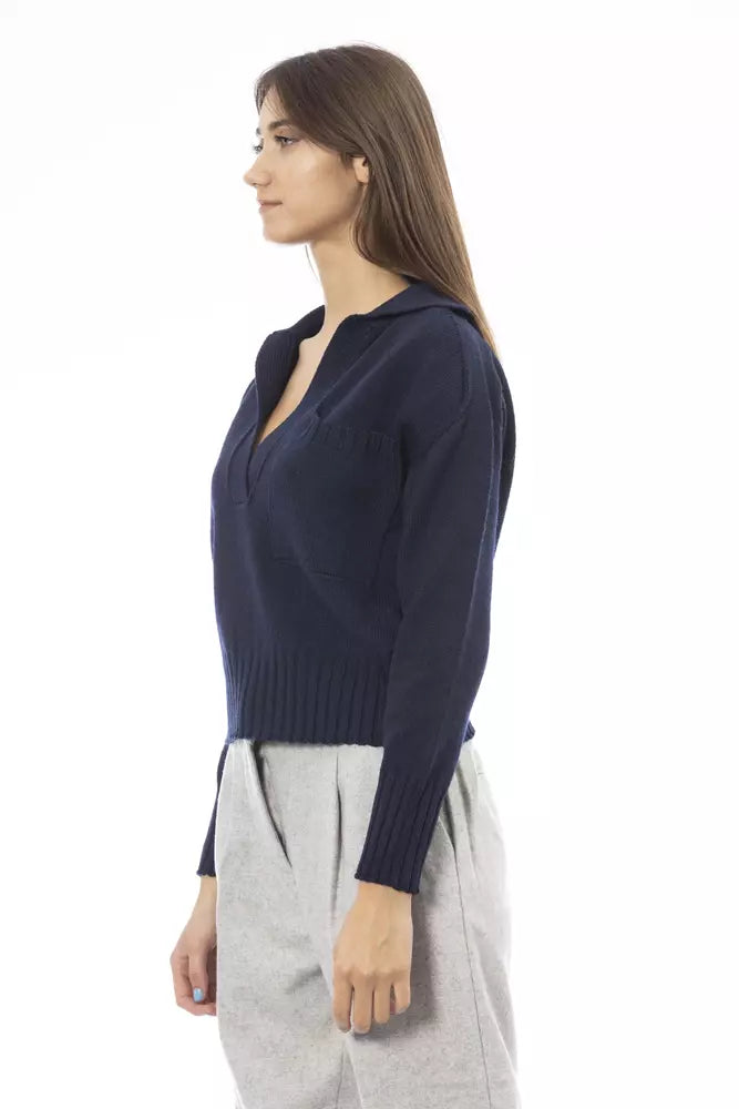  - Blue Wool Women Sweater