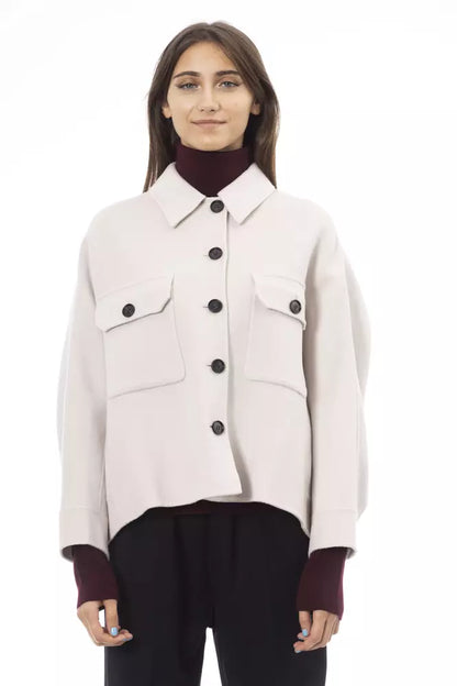  - Elegant White Wool Blazer Jacket