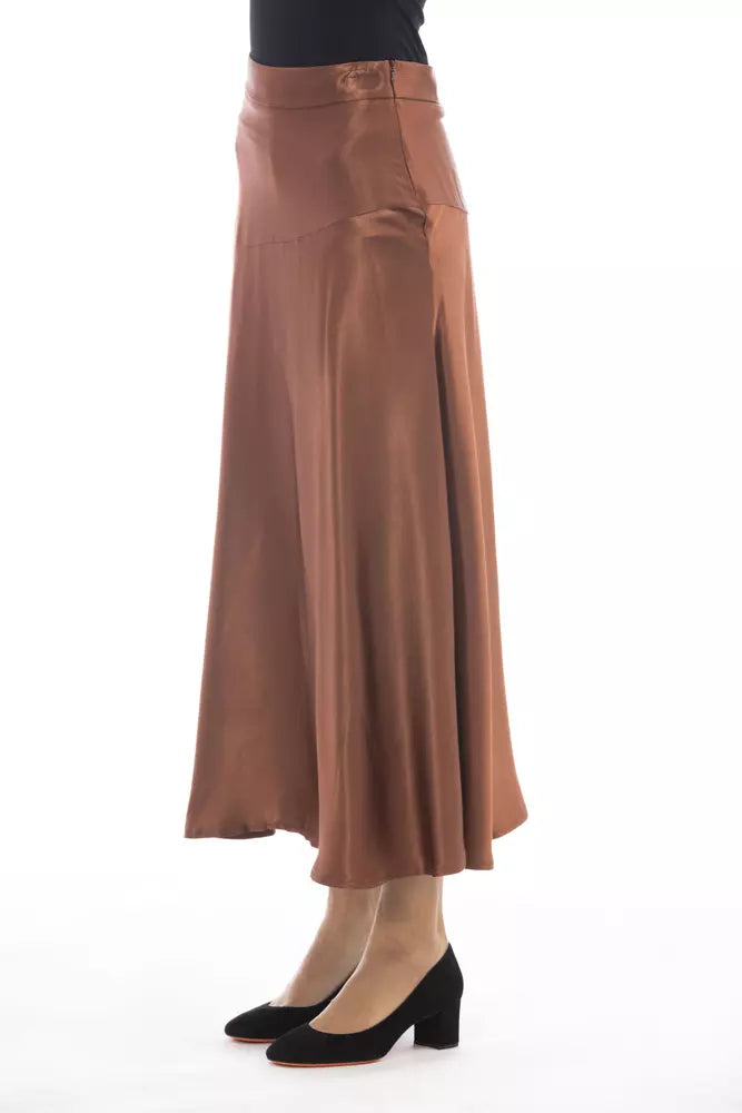  - Brown Viscose Women Skirt