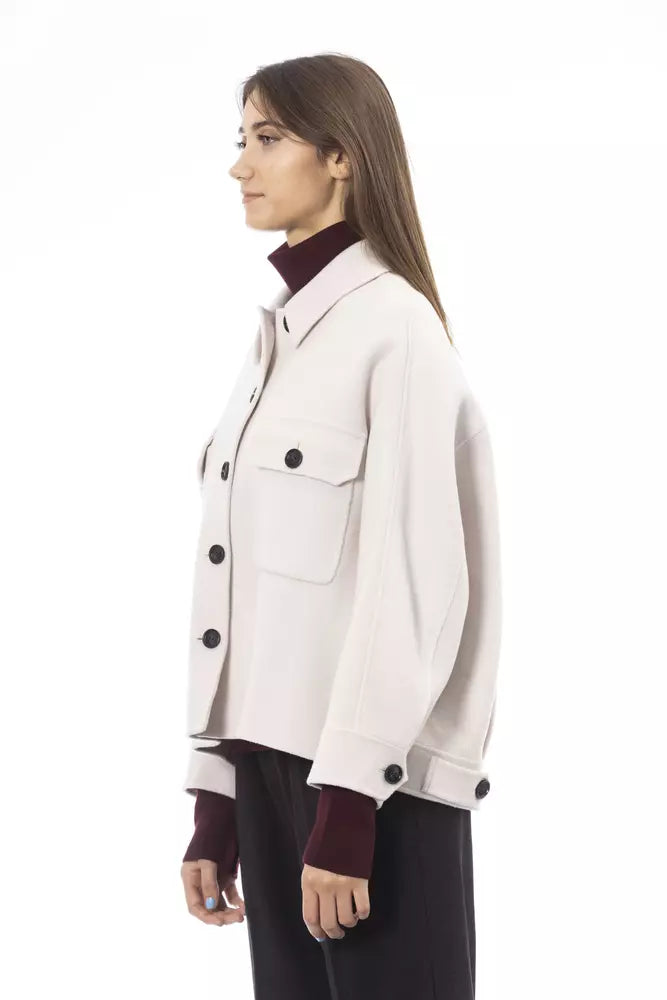  - Elegant White Wool Blazer Jacket