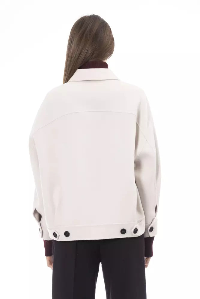  - Elegant White Wool Blazer Jacket