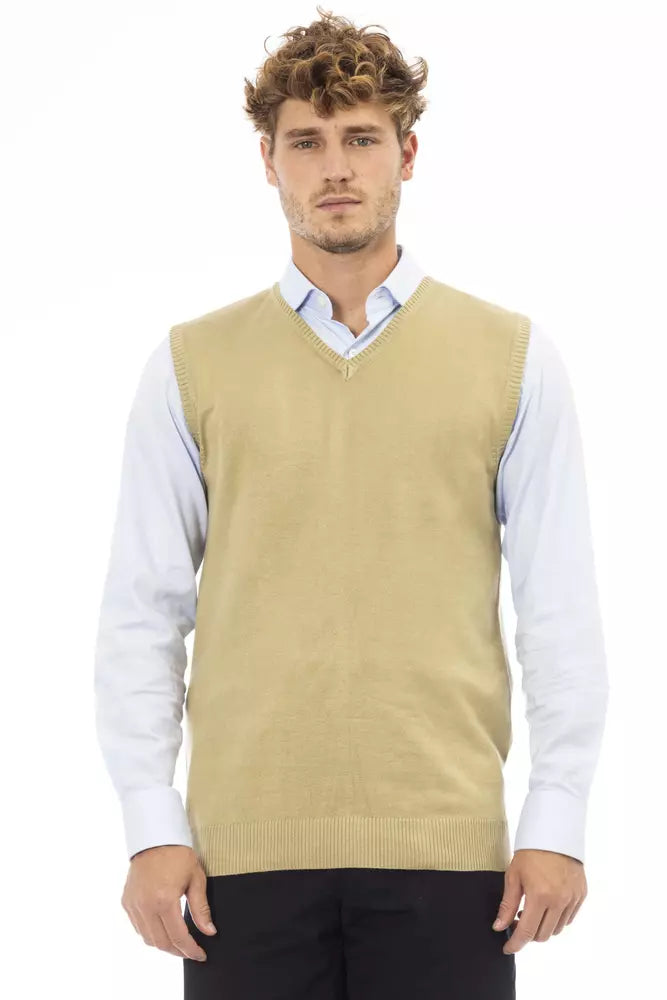  - Beige Viscose Men Vest