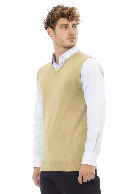  - Beige Viscose Men Vest