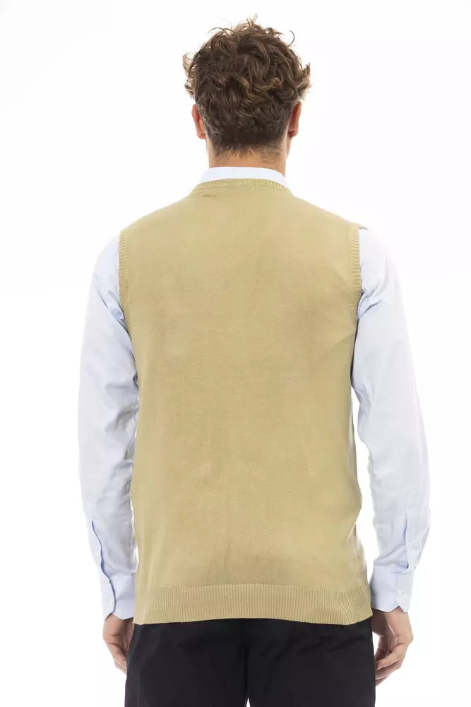  - Beige Viscose Men Vest