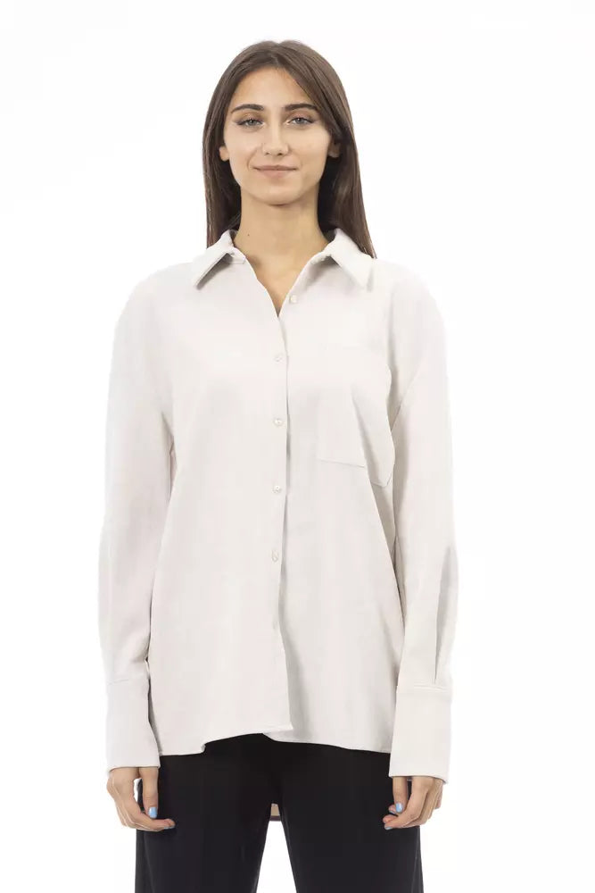 White Polyester Women Shirt