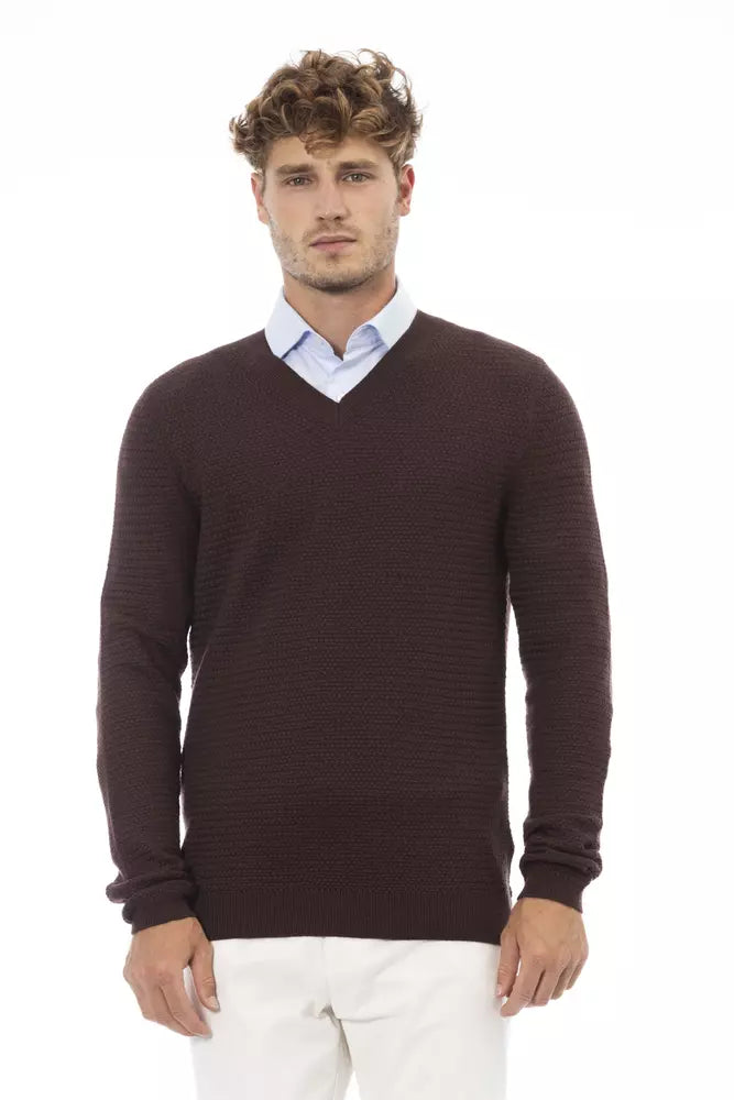  - Brown Merino Wool Men Sweater