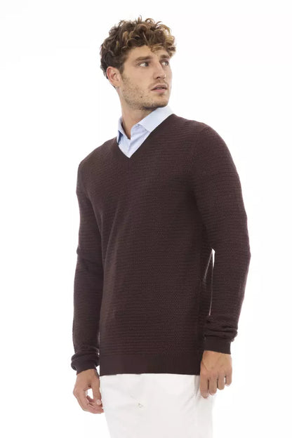  - Brown Merino Wool Men Sweater