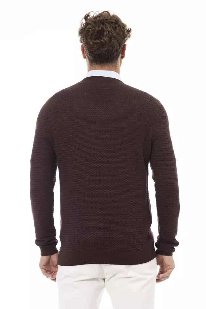  - Brown Merino Wool Men Sweater