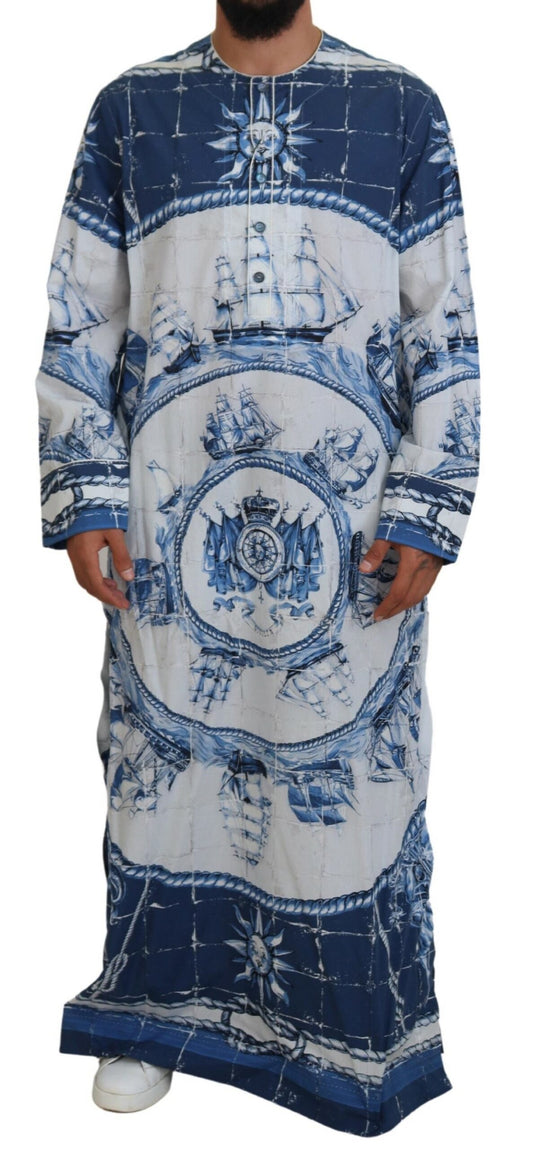  - Majestic Blue Cotton-Silk Thobe Robe