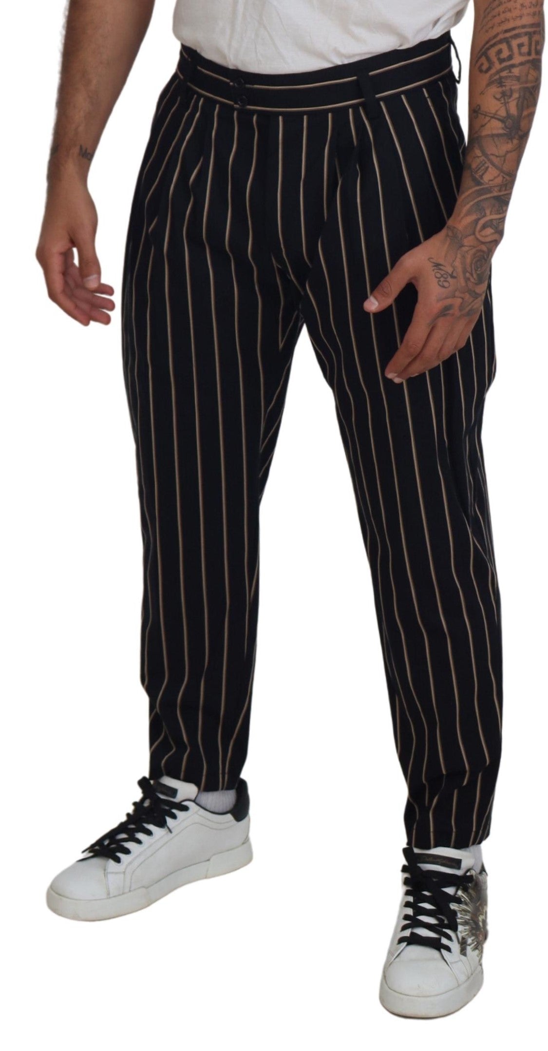  - Elegant Striped Chino Tapered Pants