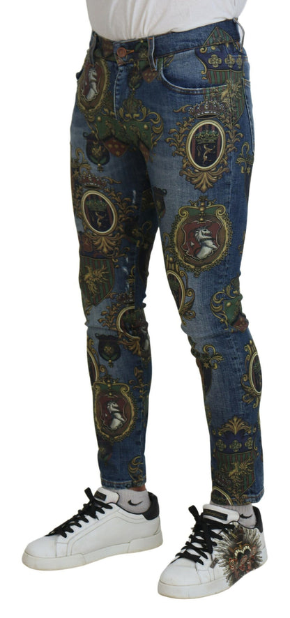  - Elegant Slim-Fit Printed Denim Jeans