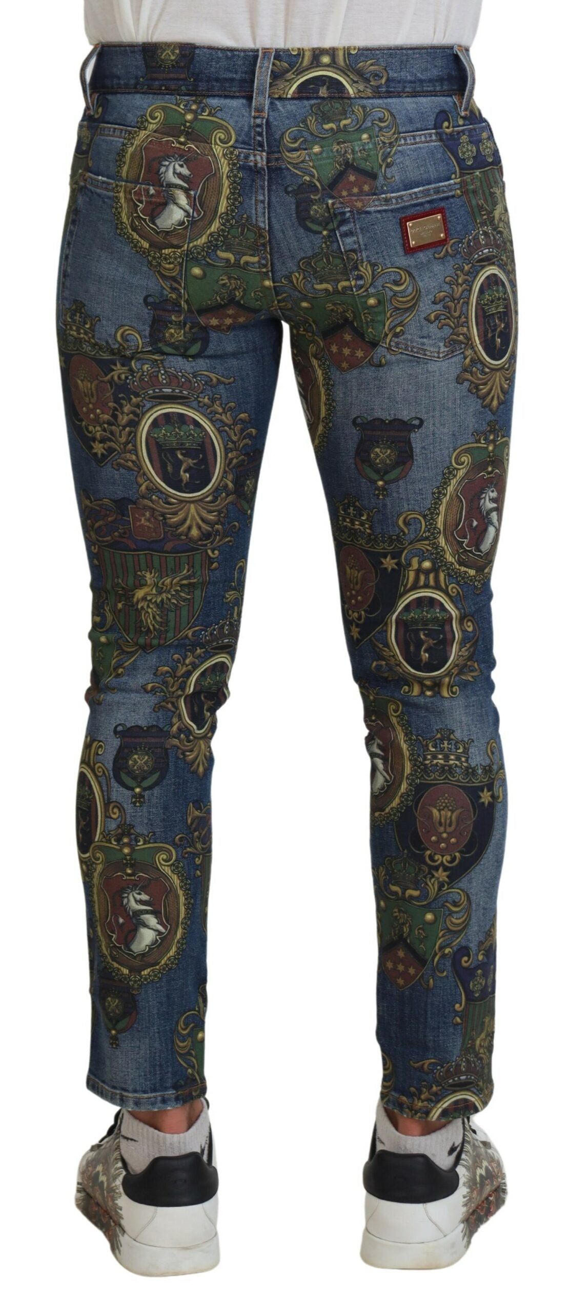  - Elegant Slim-Fit Printed Denim Jeans