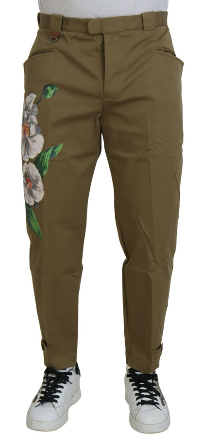  - Exquisite Floral Beige Chino Pants