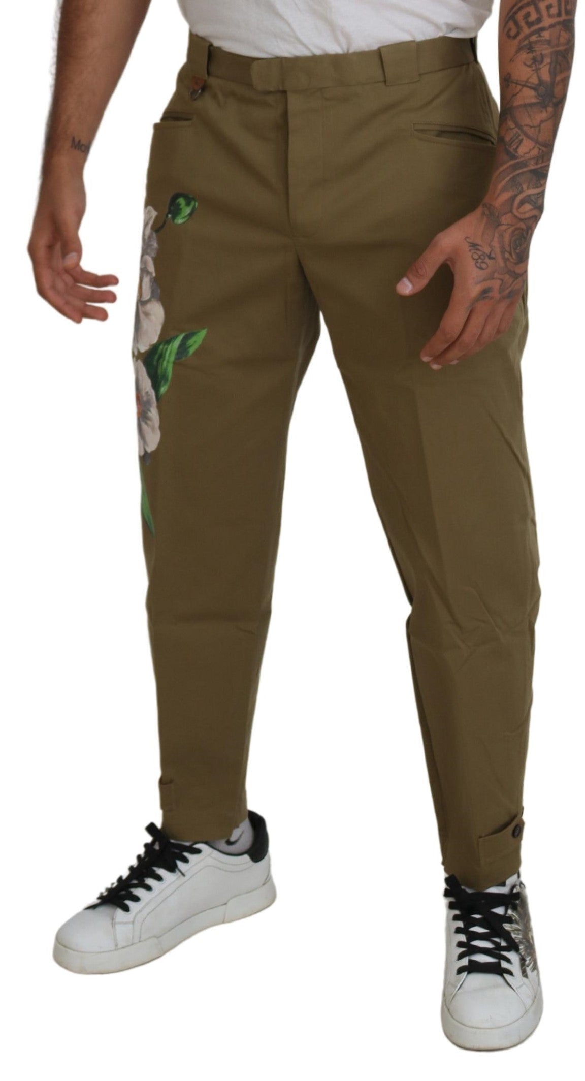  - Exquisite Floral Beige Chino Pants