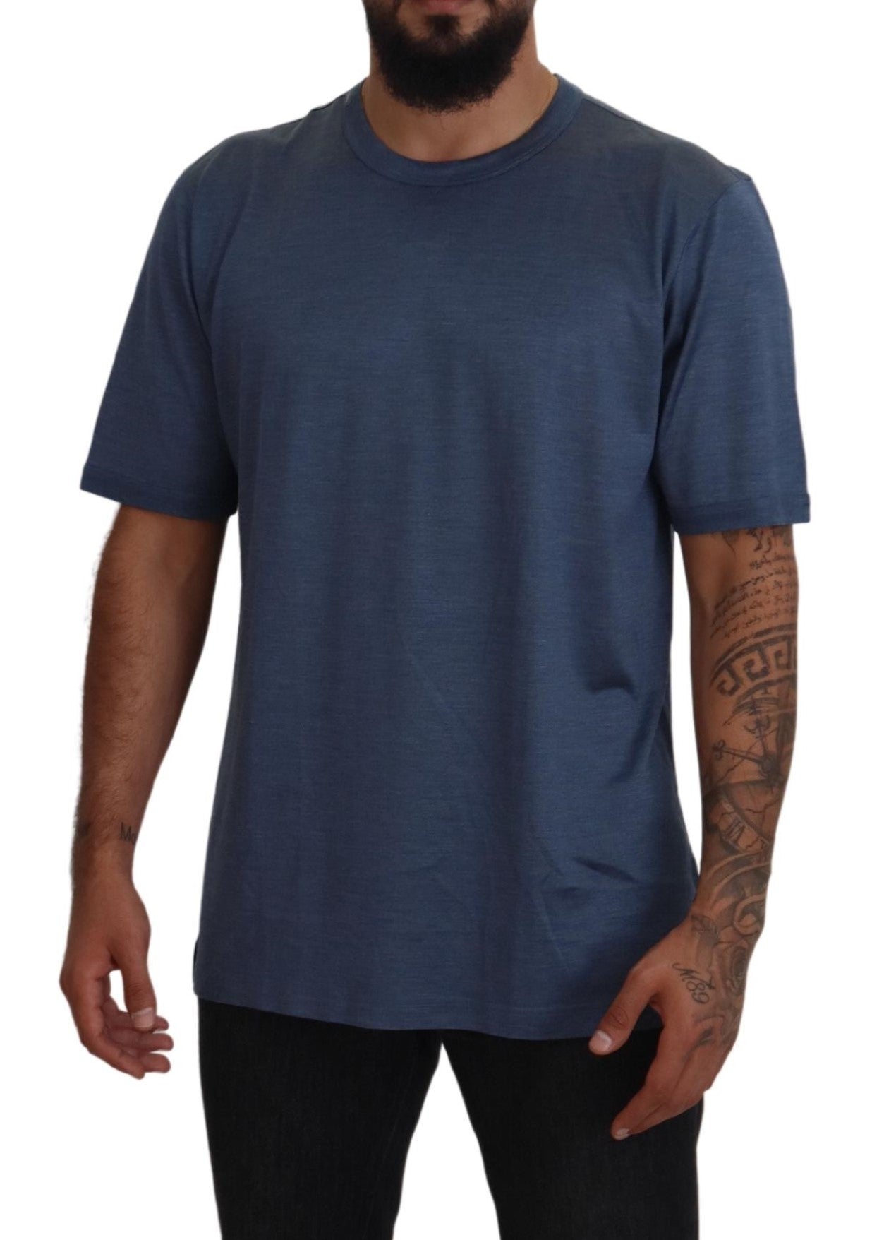  - Silken Blue Crewneck Tee – A Touch of Elegance