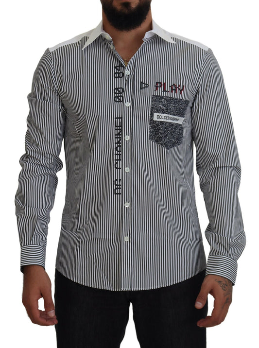  - Slim Fit Striped Casual Shirt with Channel Motive