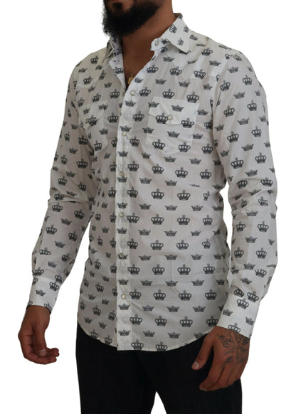  - Slim Fit Crown Print Dress Shirt