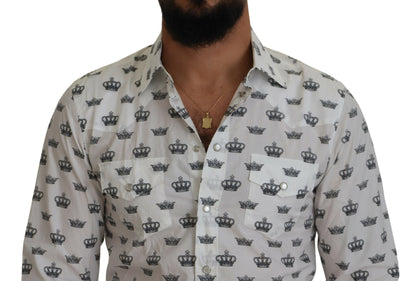  - Slim Fit Crown Print Dress Shirt