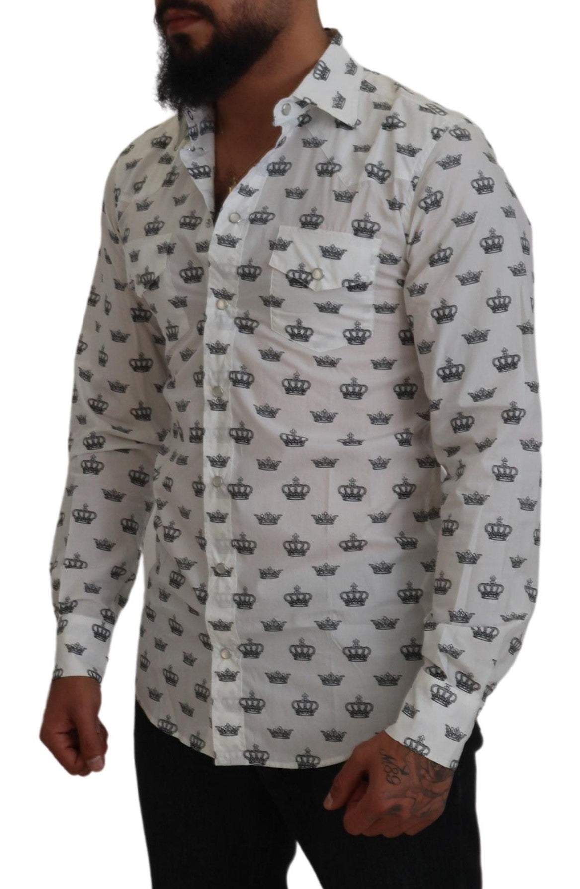  - Slim Fit Crown Print Dress Shirt