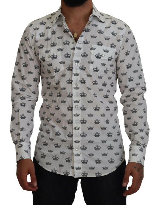  - Slim Fit Crown Print Dress Shirt