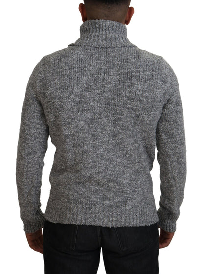  - Elegant Gray Wool-Blend Turtleneck Sweater