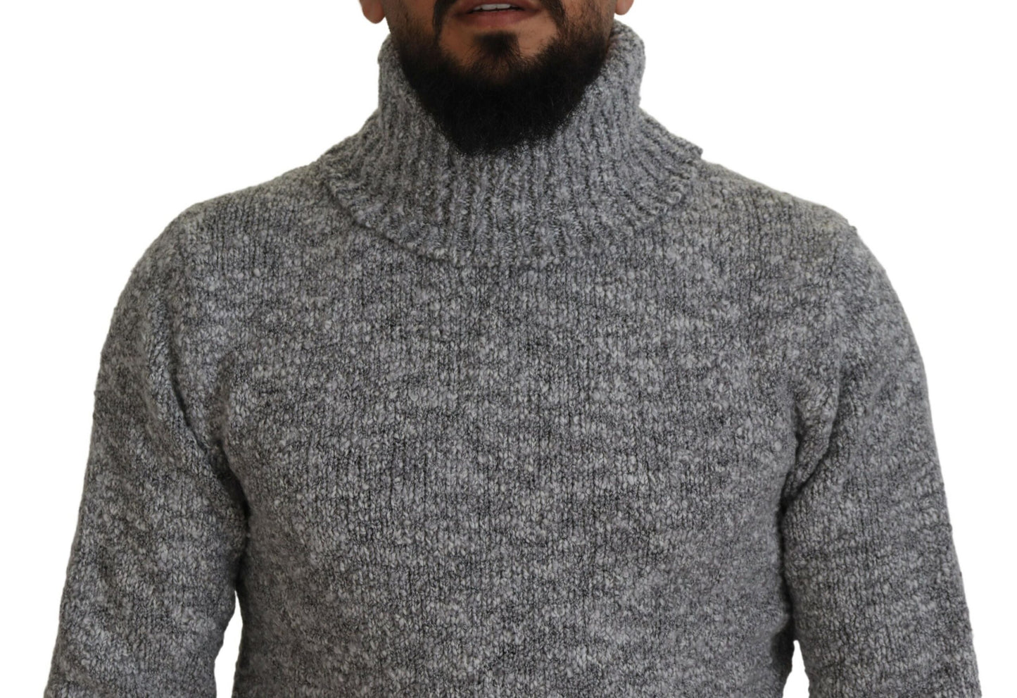  - Elegant Gray Wool-Blend Turtleneck Sweater