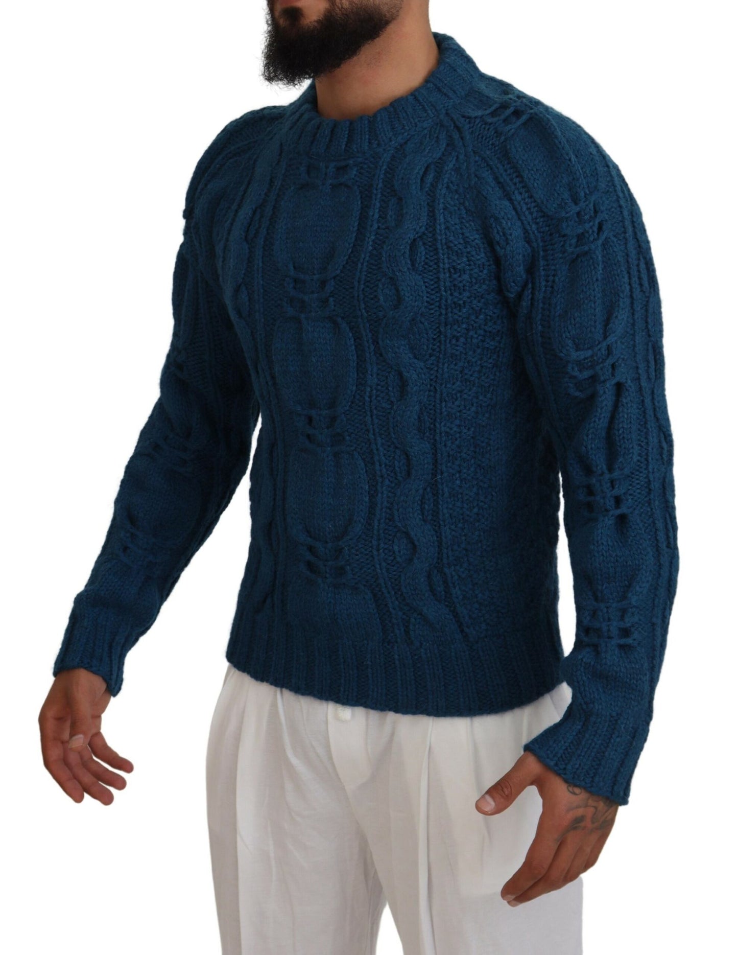  - Elegant Blue Crewneck Sweater