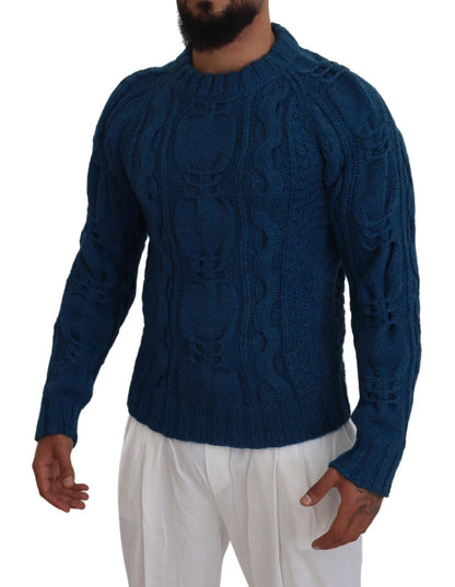  - Elegant Blue Crewneck Sweater