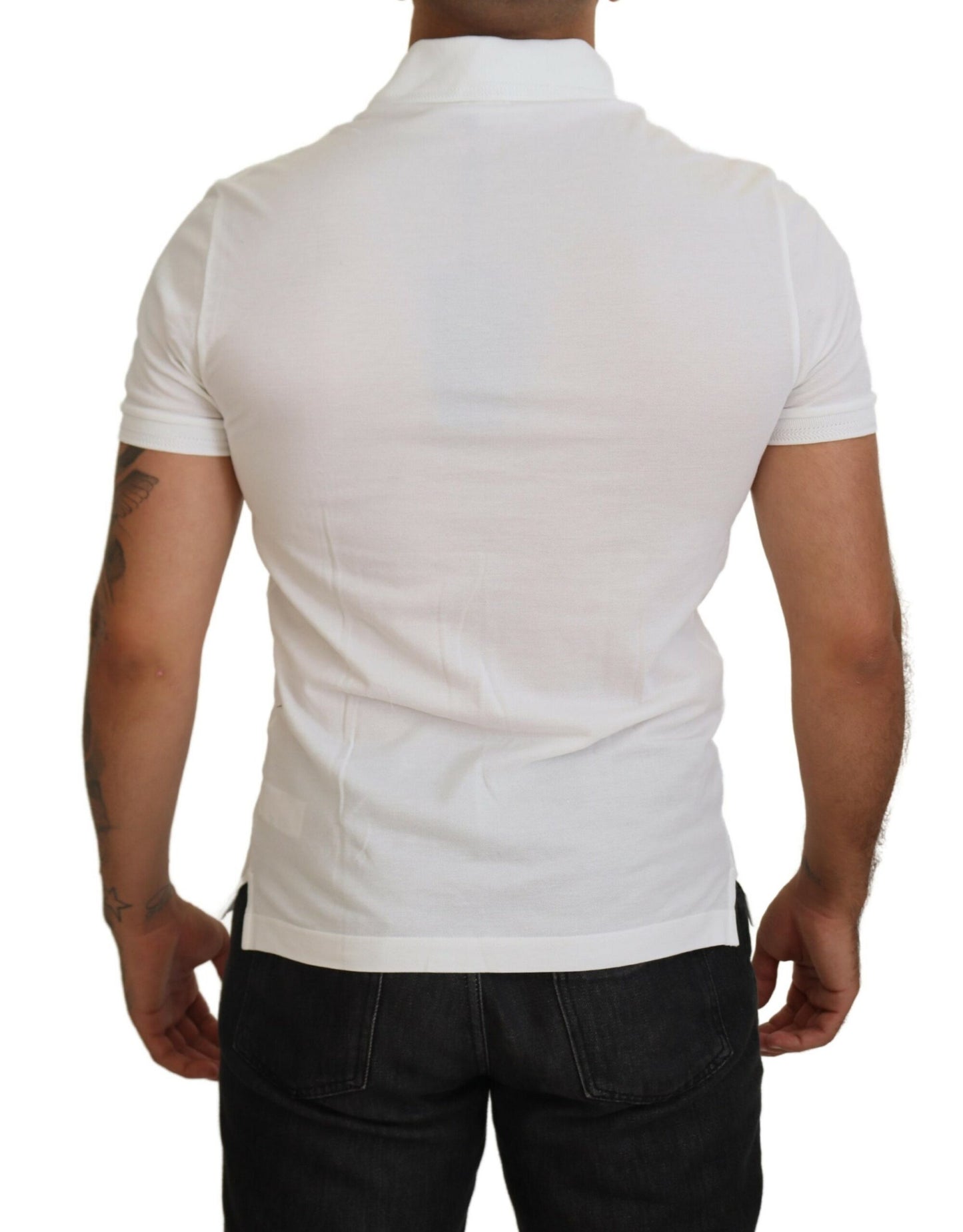  - Elegant White Cotton Blend Polo