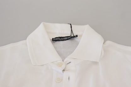  - Elegant White Cotton Blend Polo