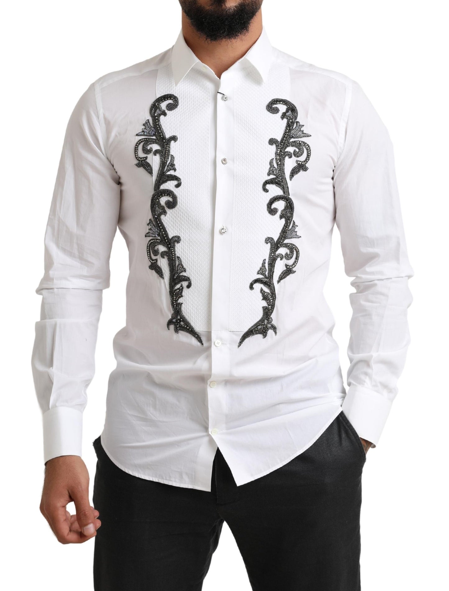  - Italian Designer Slim Fit Tuxedo Shirt