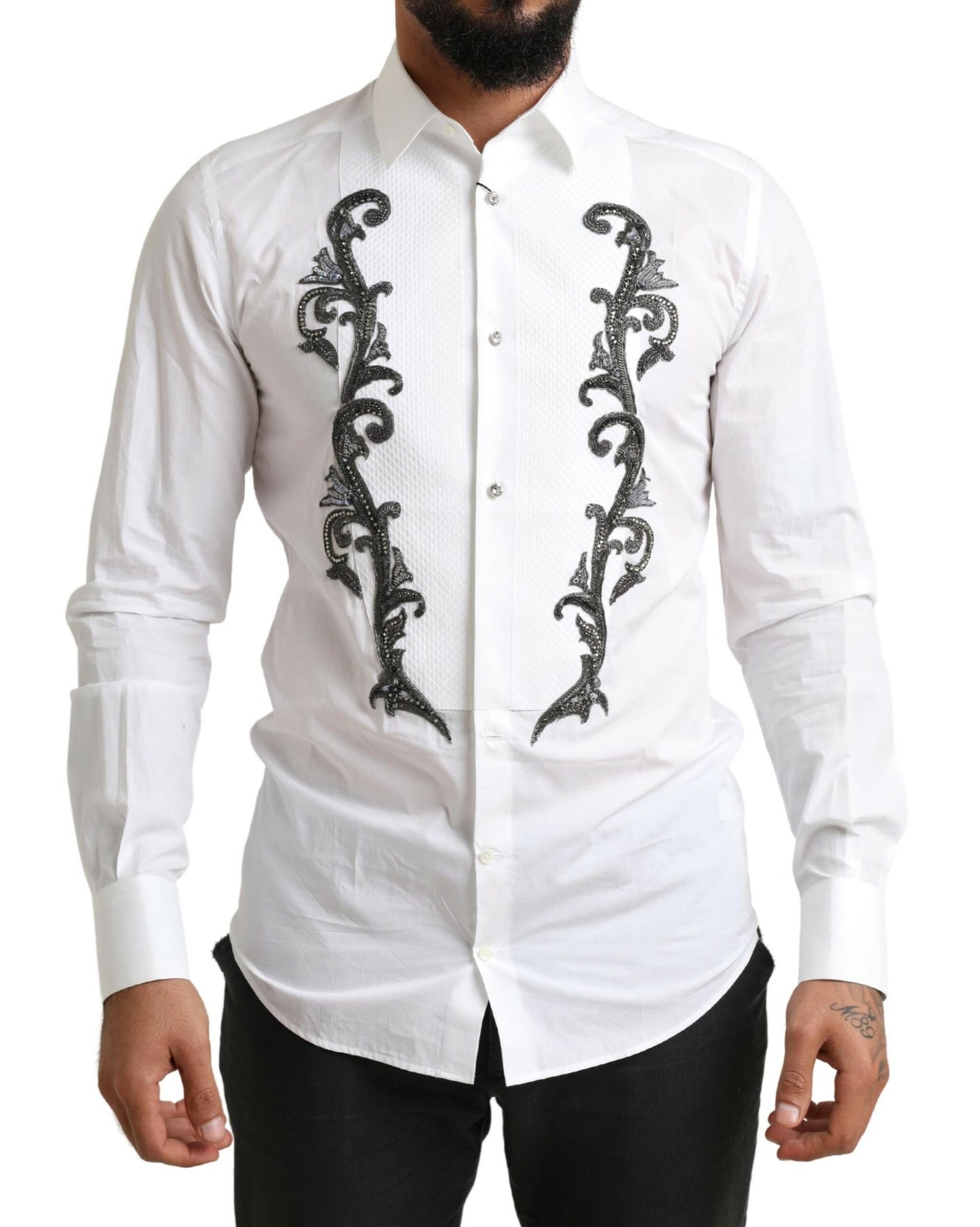  - Italian Designer Slim Fit Tuxedo Shirt