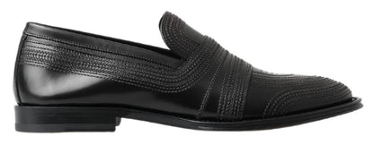  - Elegant Black Leather Slipper Loafers