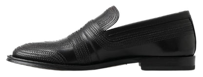  - Elegant Black Leather Slipper Loafers