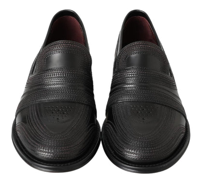  - Elegant Black Leather Slipper Loafers