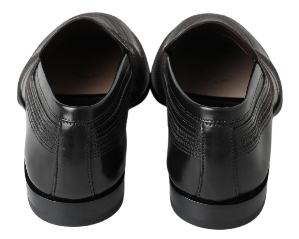  - Elegant Black Leather Slipper Loafers