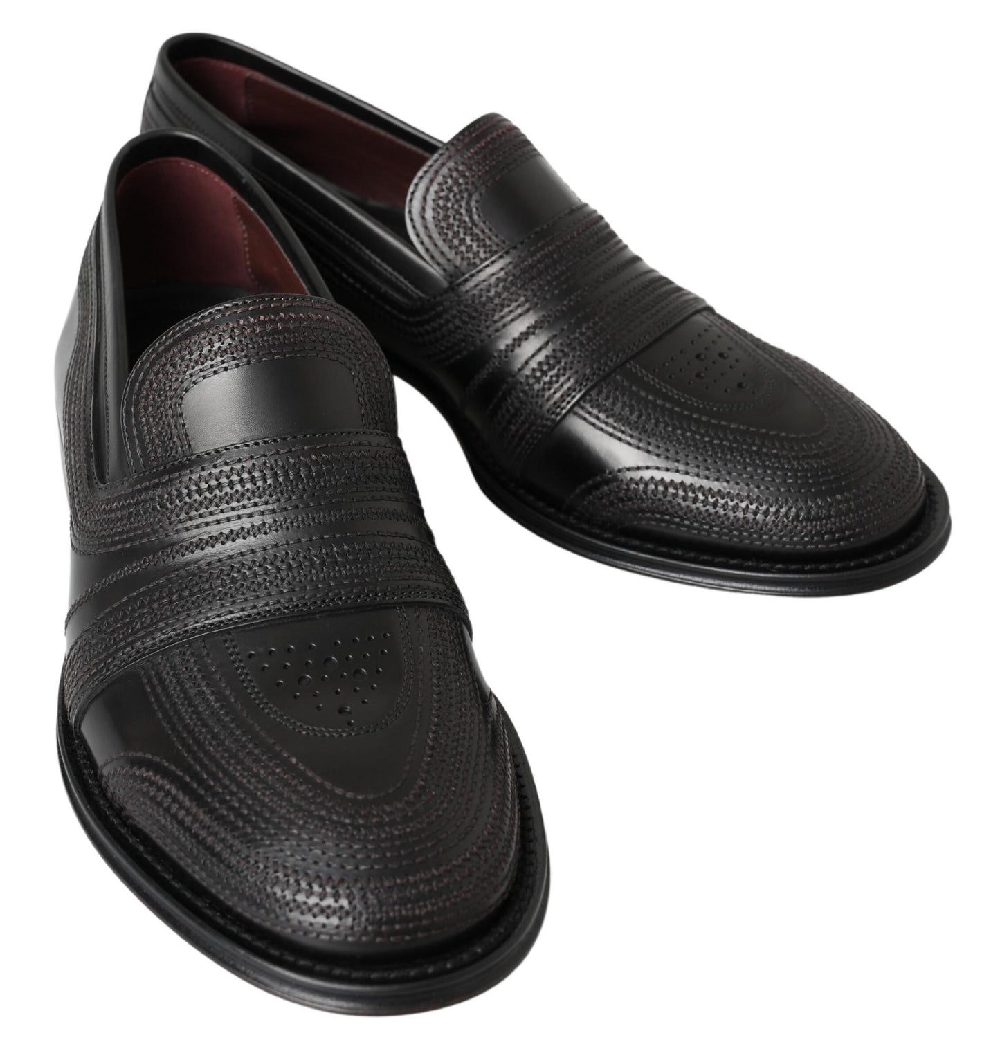  - Elegant Black Leather Slipper Loafers