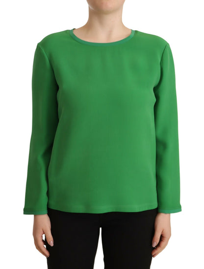  - Elegant Silk Long Sleeve Sweater in Lush Green