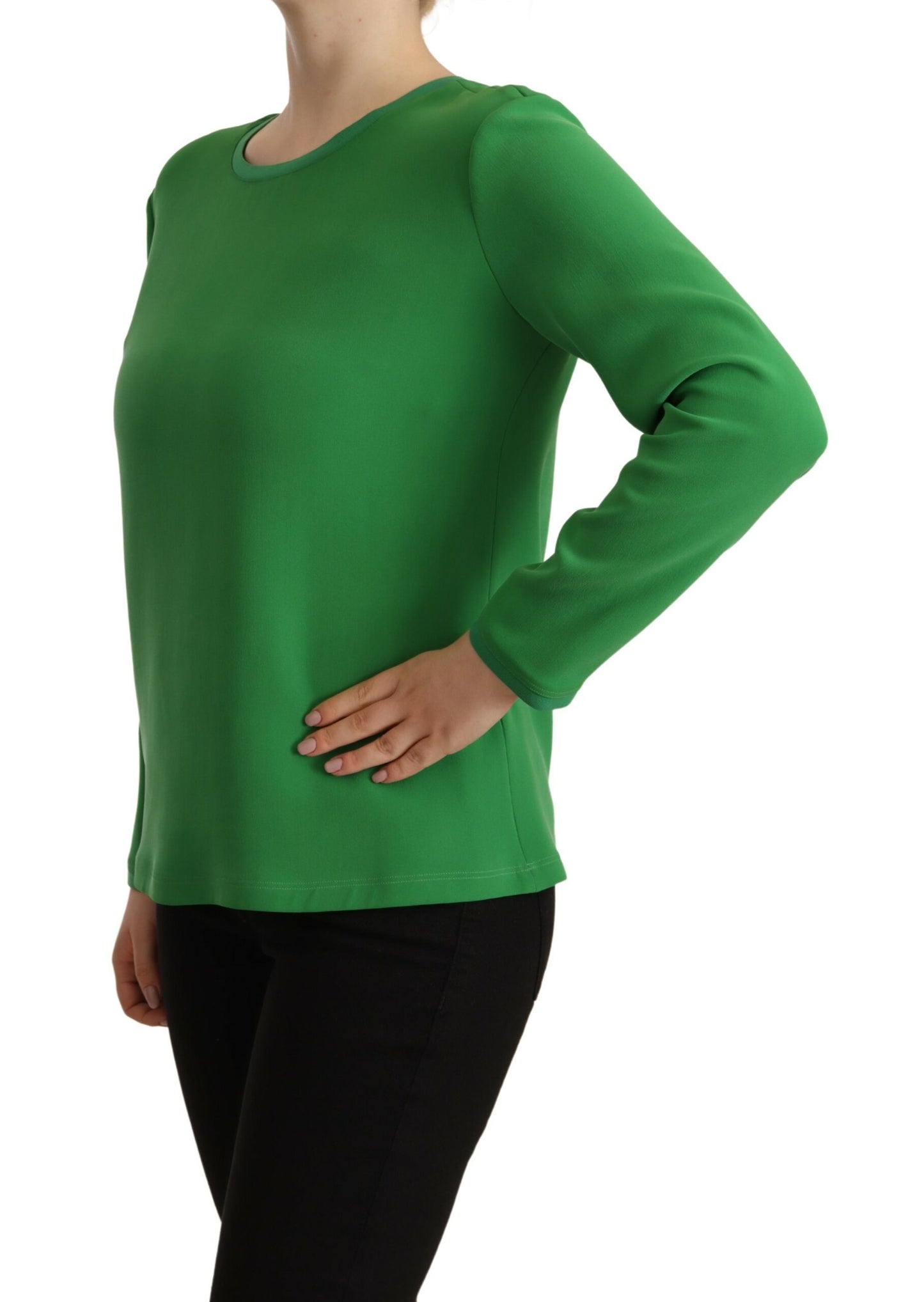  - Elegant Silk Long Sleeve Sweater in Lush Green