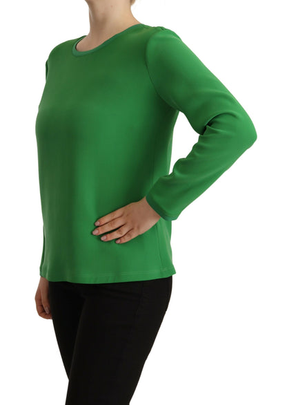  - Elegant Silk Long Sleeve Sweater in Lush Green