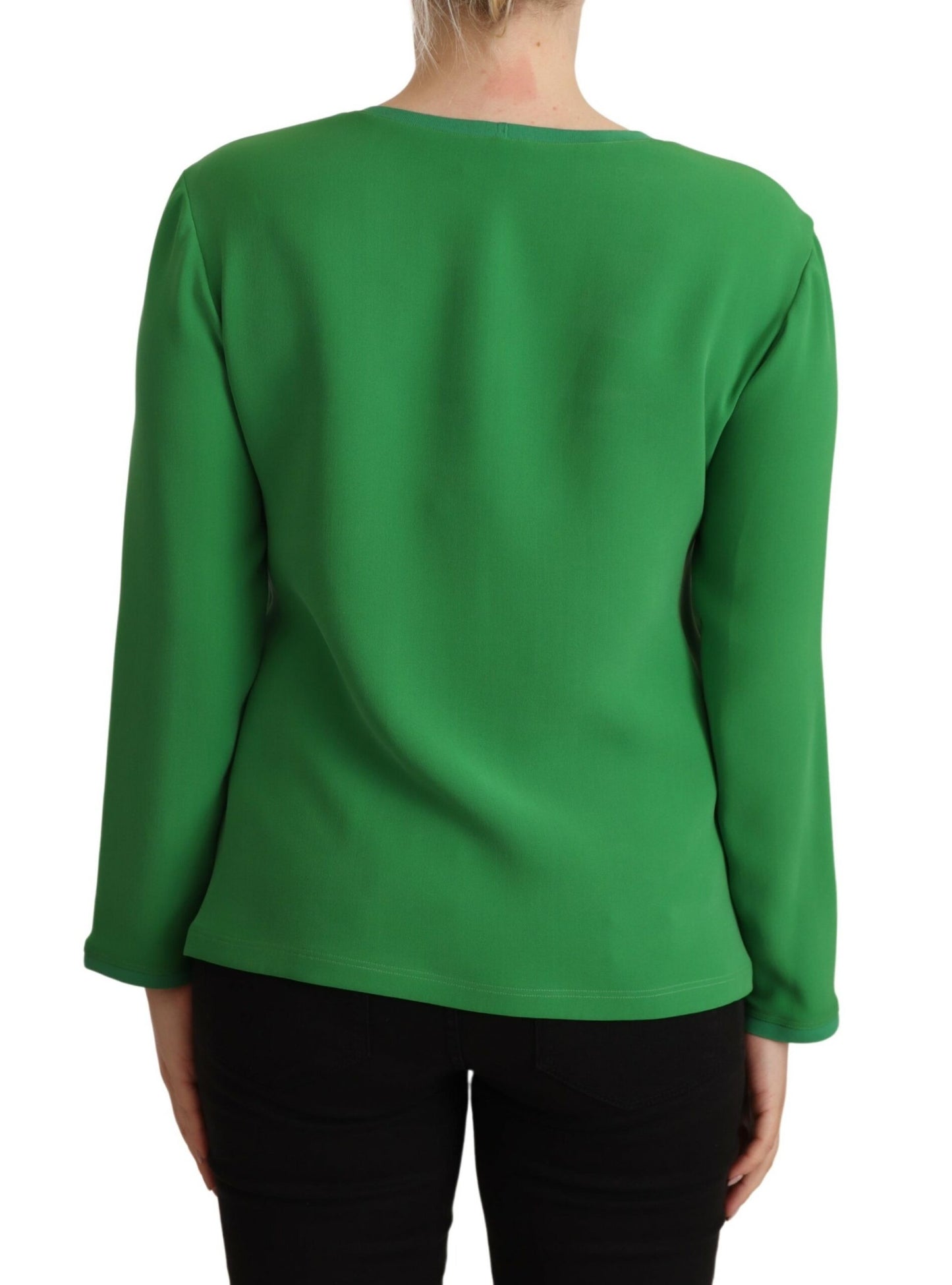  - Elegant Silk Long Sleeve Sweater in Lush Green